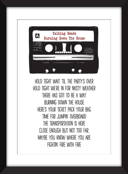 Talking Heads Burning Down The House Lyrics - Unframed Print