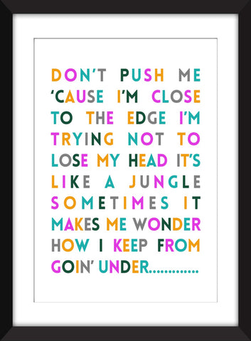 Grandmaster Flash and the Furious Five - The Message Lyrics - Unframed Typography Print