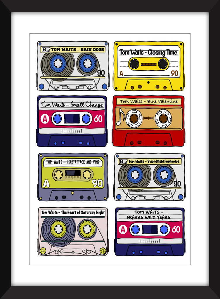 Tom Waits Albums - Unframed Retro Cassette Print - Ideal Gift for Tom Waits Fan