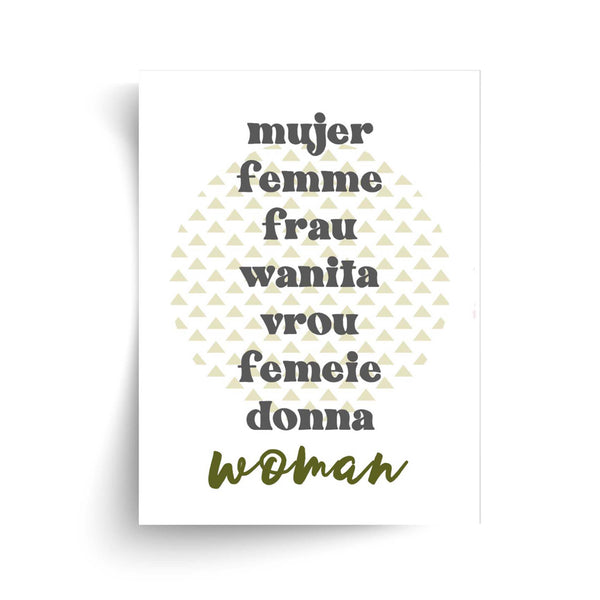 Woman In All Different Languages - Unframed Feminist Print