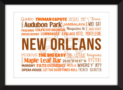 A Celebration of New Orleans Unframed Typography Print