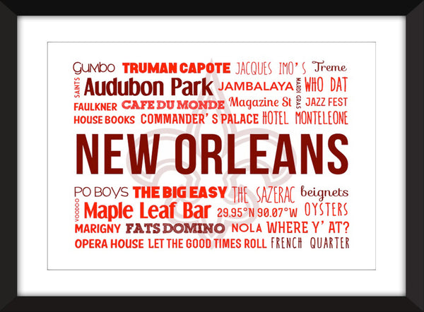 A Celebration of New Orleans Unframed Typography Print
