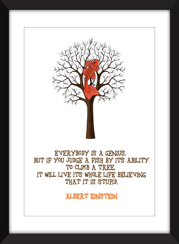 Albert Einstein "Stupid Fish" Quotation - Unframed  Print
