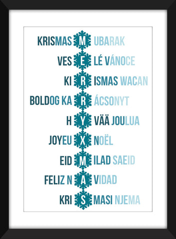Merry Christmas in All Languages -  Unframed Typography Print