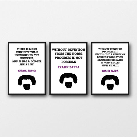 Set of 3 Frank Zappa Quotes - Unframed Prints