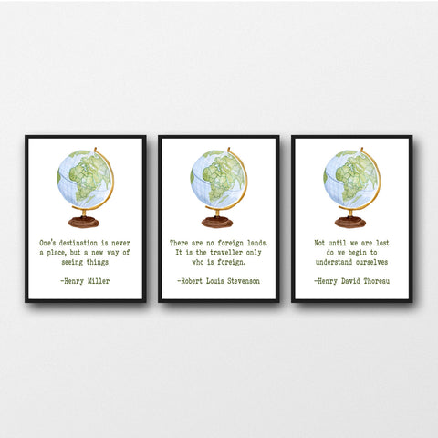 Set of 3 Inspirational Travel Quotes - Unframed Prints