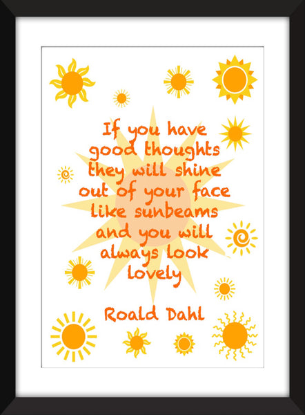 Roald Dahl "Sunbeams" Quote - Unframed Print