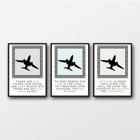 Set of 3 Aviation Quotes - Unframed Prints