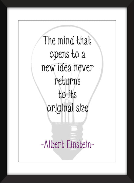 Albert Einstein "Open Mind" Quote Unframed Print