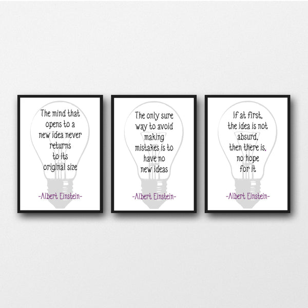 Set of 3 Albert Einstein Quotes - Unframed Prints