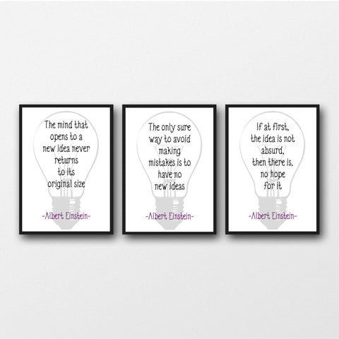 Set of 3 Albert Einstein Quotes - Unframed Prints
