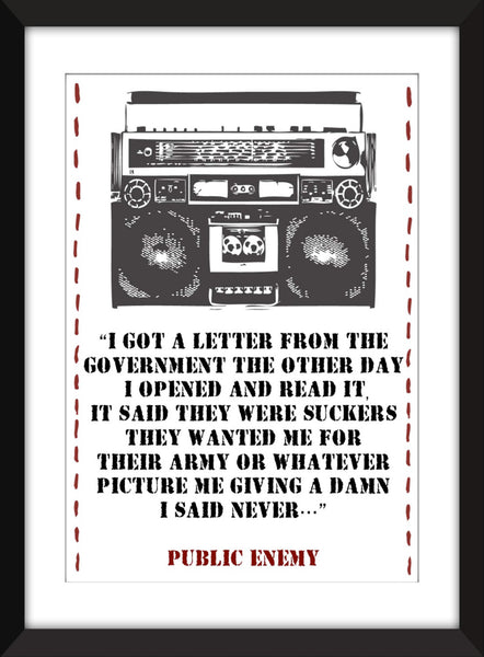 Public Enemy Black Steel in the Hour of Chaos Lyrics - Unframed Print