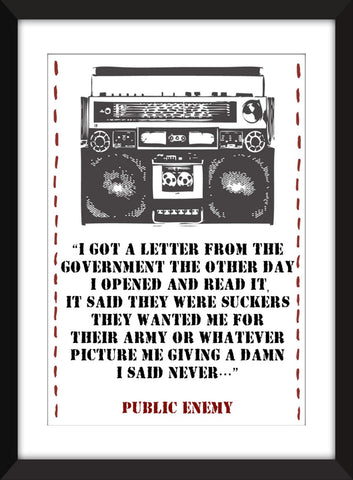 Public Enemy Black Steel in the Hour of Chaos Lyrics - Unframed Print