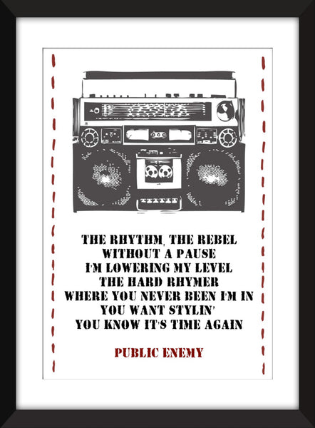 Set of 3 Public Enemy Lyrics - Unframed Prints