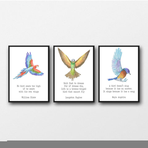 Set of 3 Inspirational Bird Quotes - Unframed Prints