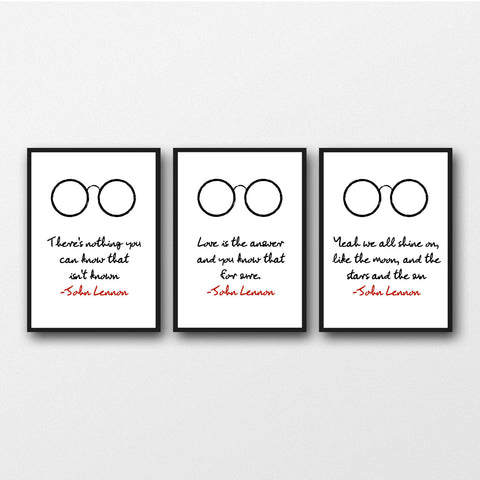 Set of 3 John Lennon Lyrics - Unframed Prints