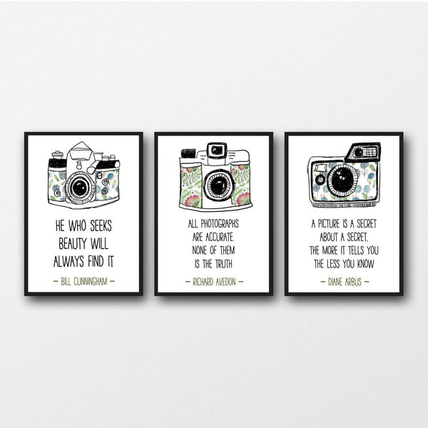Set of 3 Photographer Quotes - Unframed Prints