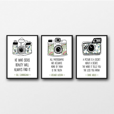 Set of 3 Photographer Quotes - Unframed Prints
