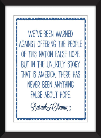 Barack Obama "Hope" Quote Unframed Print