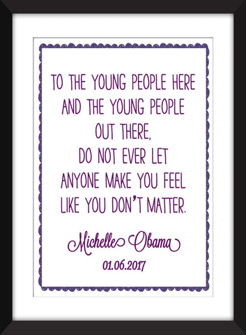 Michelle Obama "Young People" Quote - Unframed Print