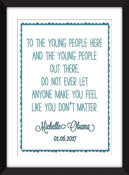 Michelle Obama "Young People" Quote - Unframed Print