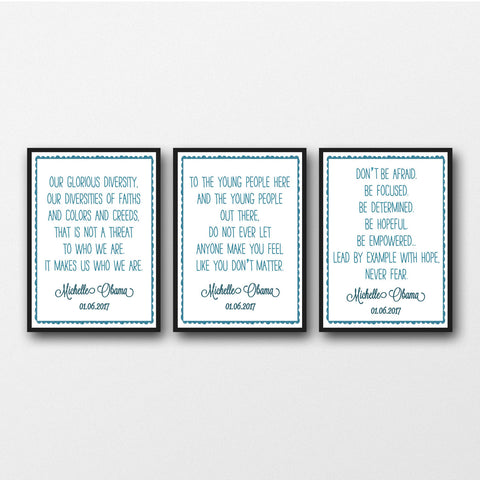 Set of 3 Michelle Obama Quotes - Unframed Prints