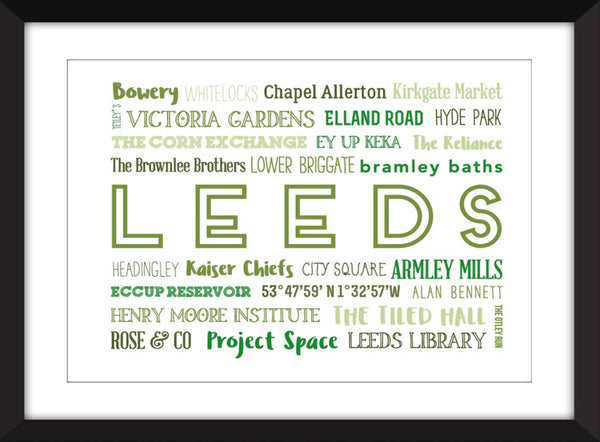 A Celebration of Leeds Unframed Typography Print