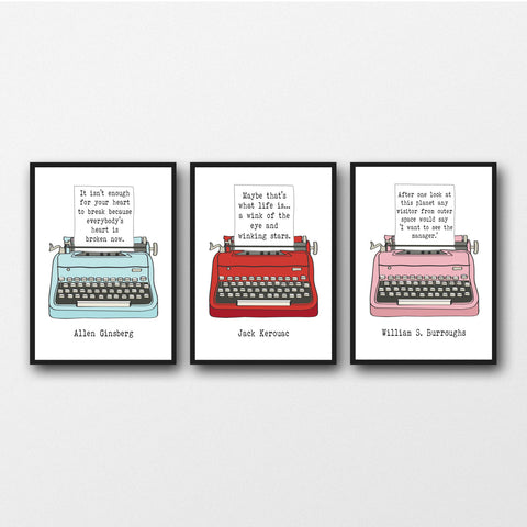 Set of 3 Beat Generation Quotes - Unframed Prints