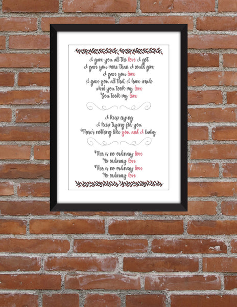 Sade No Ordinary Love Lyrics - Unframed Print