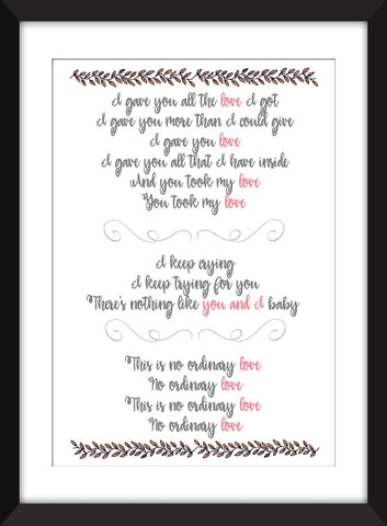 Sade No Ordinary Love Lyrics - Unframed Print