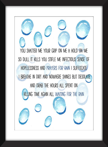 The Cure Prayers for Rain Lyrics - Unframed Print