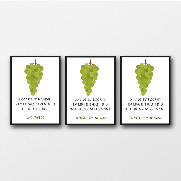 Set of 3 Wine Quotes - Unframed Prints