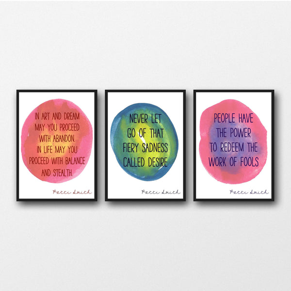 Set of 3 Patti Smith Quotes - Unframed Prints