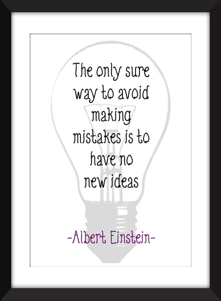 Albert Einstein "Mistakes" Quote Unframed Print