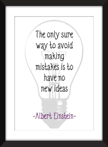 Albert Einstein "Mistakes" Quote Unframed Print