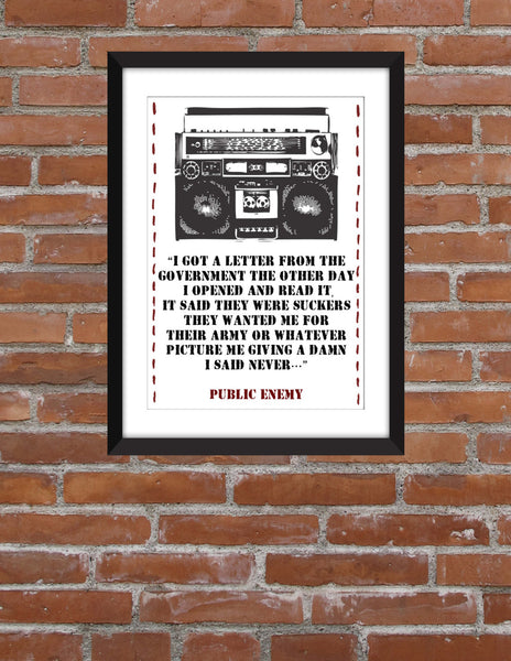 Public Enemy Black Steel in the Hour of Chaos Lyrics - Unframed Print