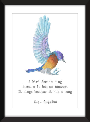 Maya Angelou "Bird" Quote - Unframed Print