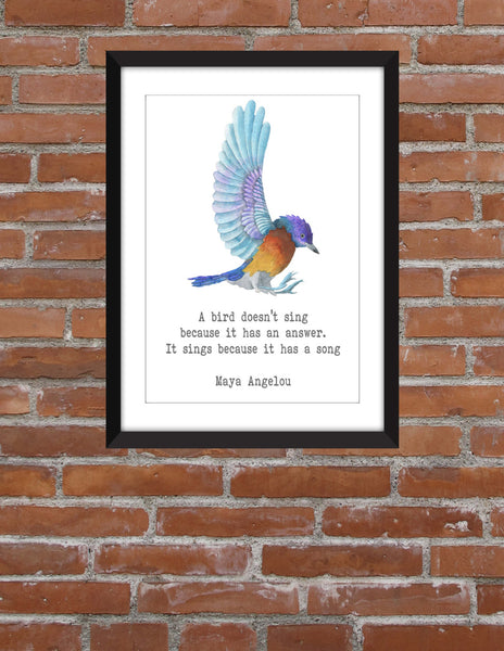 Maya Angelou "Bird" Quote - Unframed Print