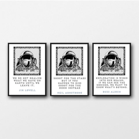 Set of 3 Astronaut Quotes - Unframed Prints