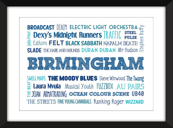 The Music of Birmingham - Unframed Typography Print