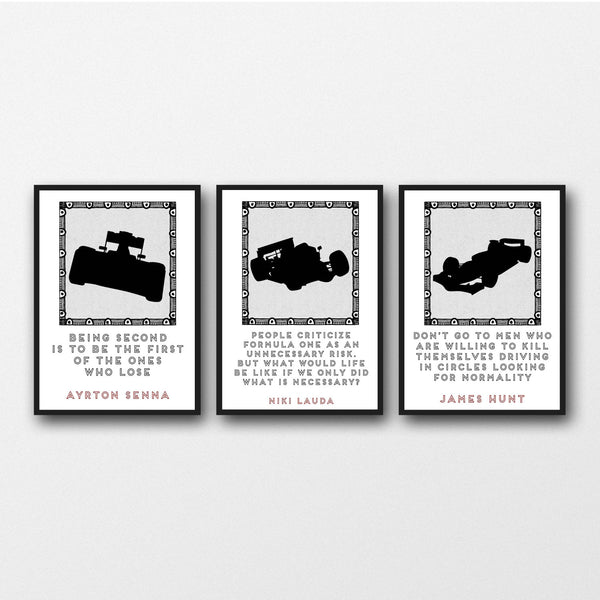 Set of 3 Formula 1 Racing Quotes - Unframed Prints