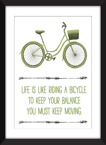 Albert Einstein Life is Like Riding A Bicycle Unframed Print