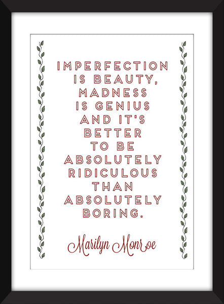 Marilyn Monroe "Imperfection" Quote - Unframed Print