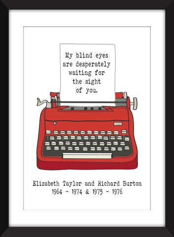 Richard Burton Love Letter to Elizabeth Taylor - Unframed Print