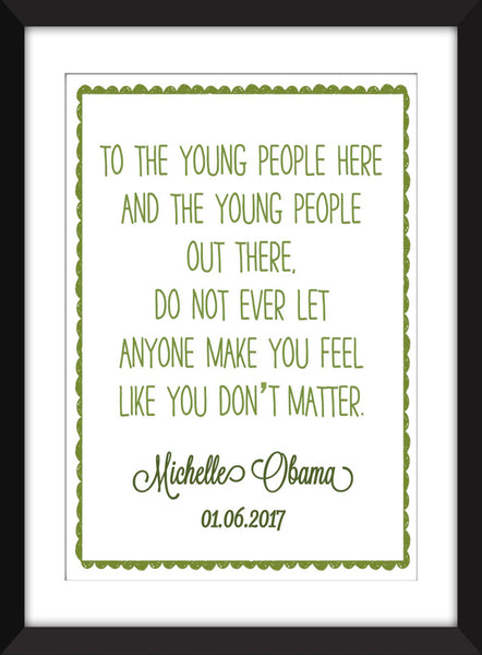 Michelle Obama "Young People" Quote - Unframed Print