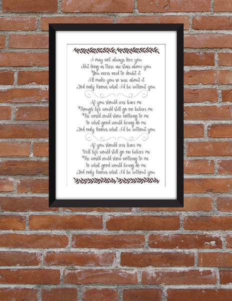 Beach Boys God Only Knows Lyrics Unframed Print