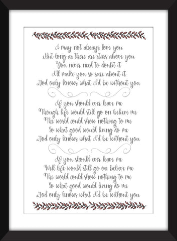 Beach Boys God Only Knows Lyrics Unframed Print