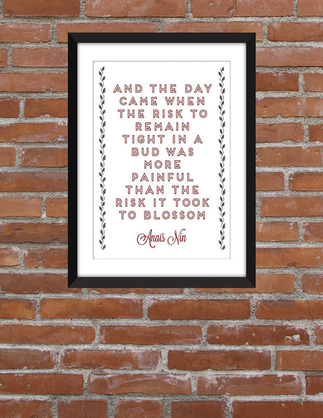 Anais Nin "Risk" Quote Unframed Print