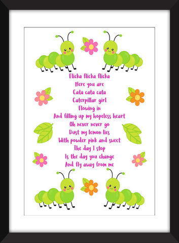 The Cure Caterpillar Lyrics - Unframed Print