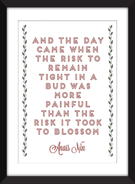 Anais Nin "Risk" Quote Unframed Print
